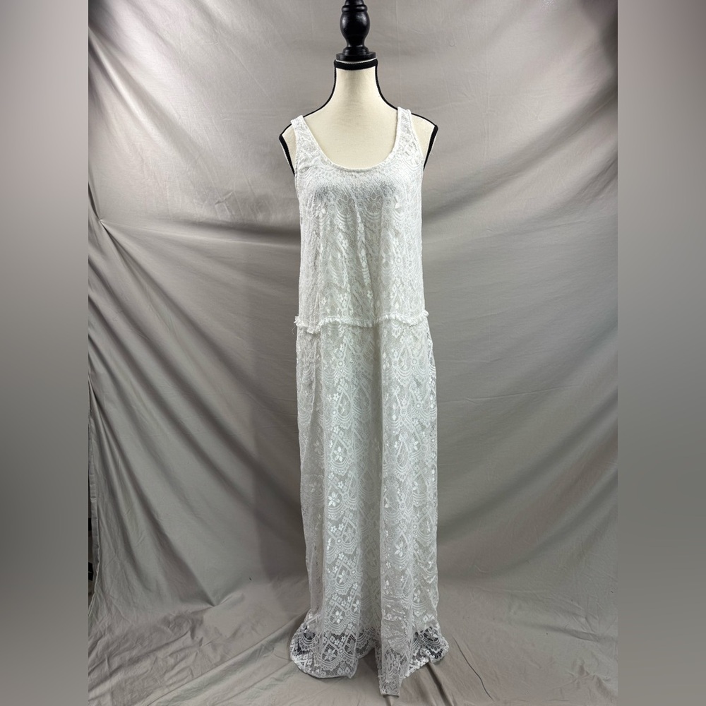 Elegant Bohemian Sleeveless Lace Long Dress White - Picture 8 of 11